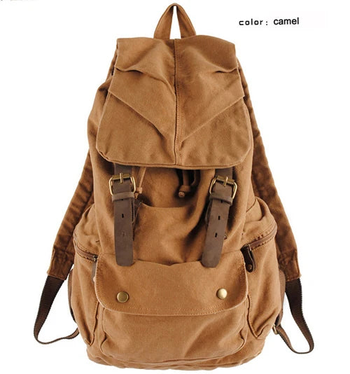 Vintage Leather Canvas Backpack