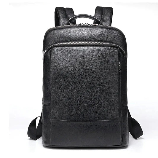 Genuine Leather Business Backpack with USB Charging