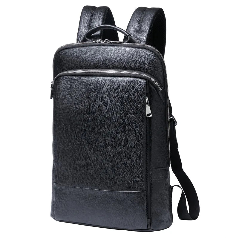 Genuine Leather Business Backpack with USB Charging