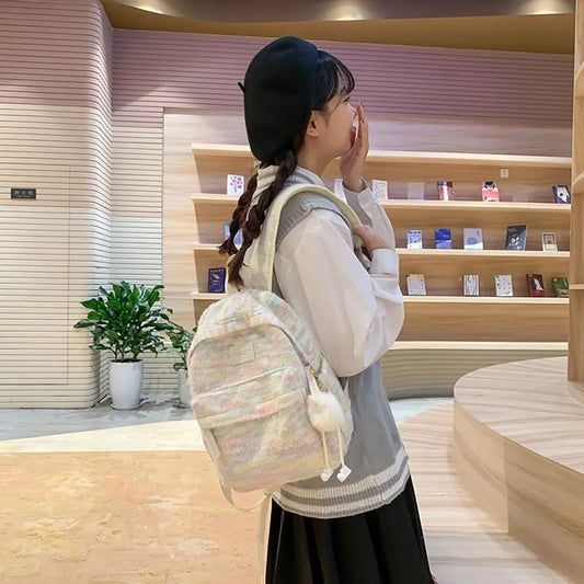 Gradient Color School Backpack - Large Capacity Student Rucksack for Girls