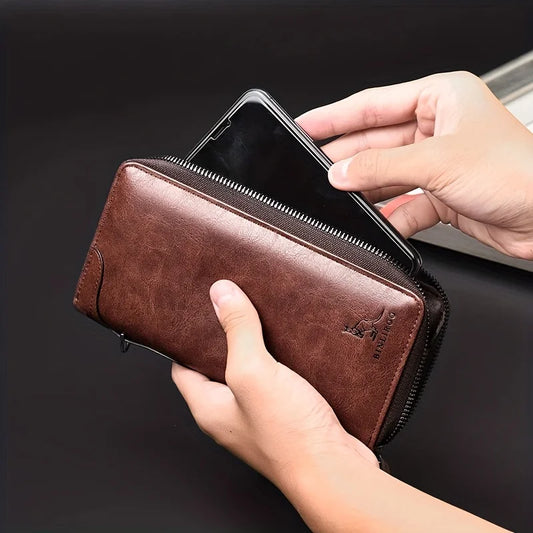 Men's Long RFID Blocking PU Leather Wallet Business Clutch