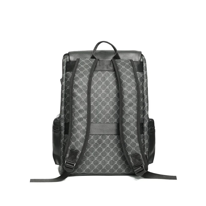 Men's Floral Print PU Leather Backpack
