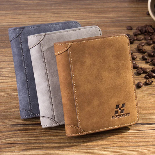 MOONBIFFY Men's Frosted Leather Wallet - Retro Two-Fold Design