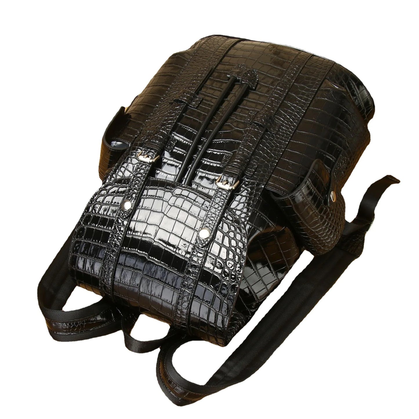 Crocodile Pattern Leather Travel Backpack