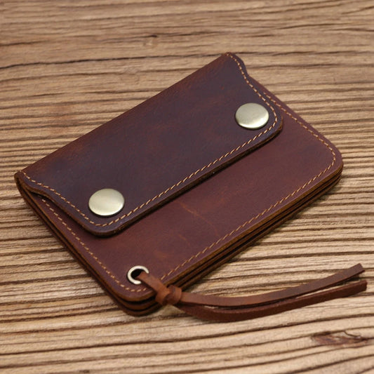 ztellhim Handmade Genuine Leather Wallet with Zipper Coin Pocket