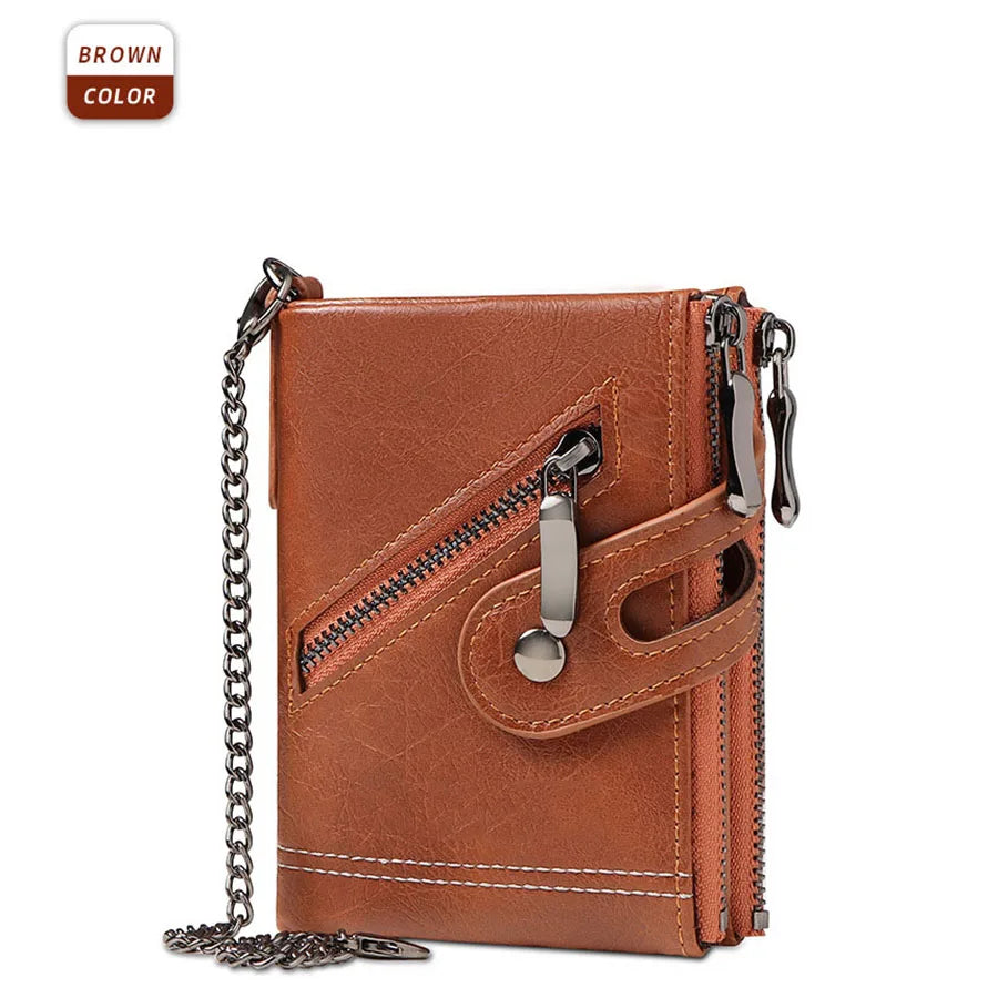 CAIBAO LAI Retro Chain Wallet with RFID Anti-Theft Protection
