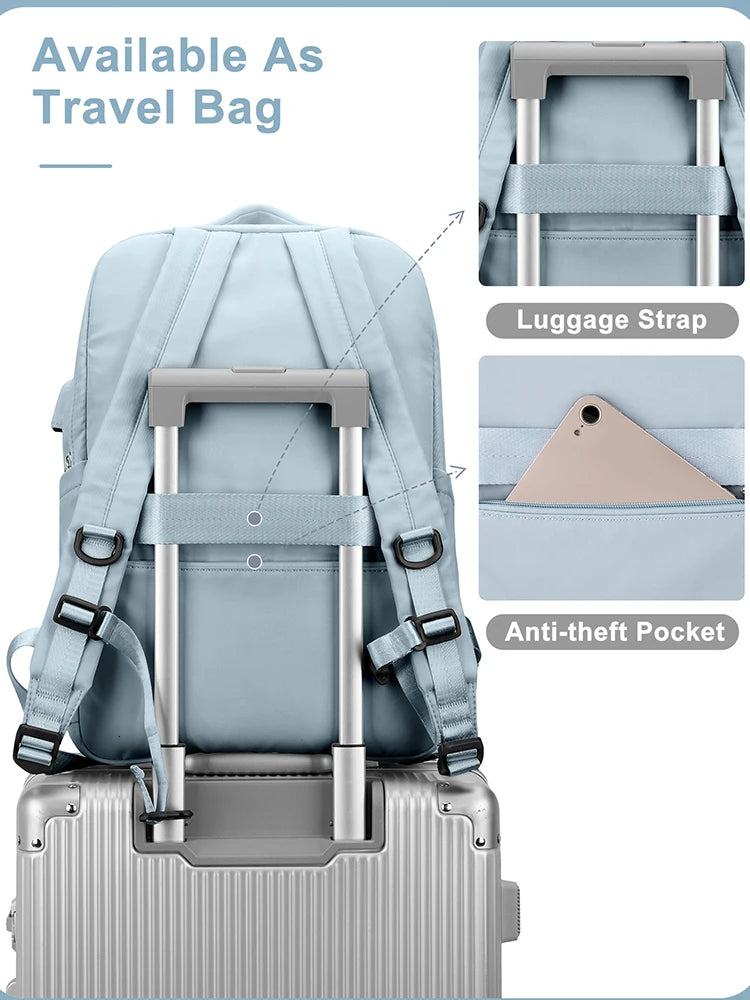 Fewchor Women's 15.6'' Laptop Backpack - College Work Travel Business Bag with USB