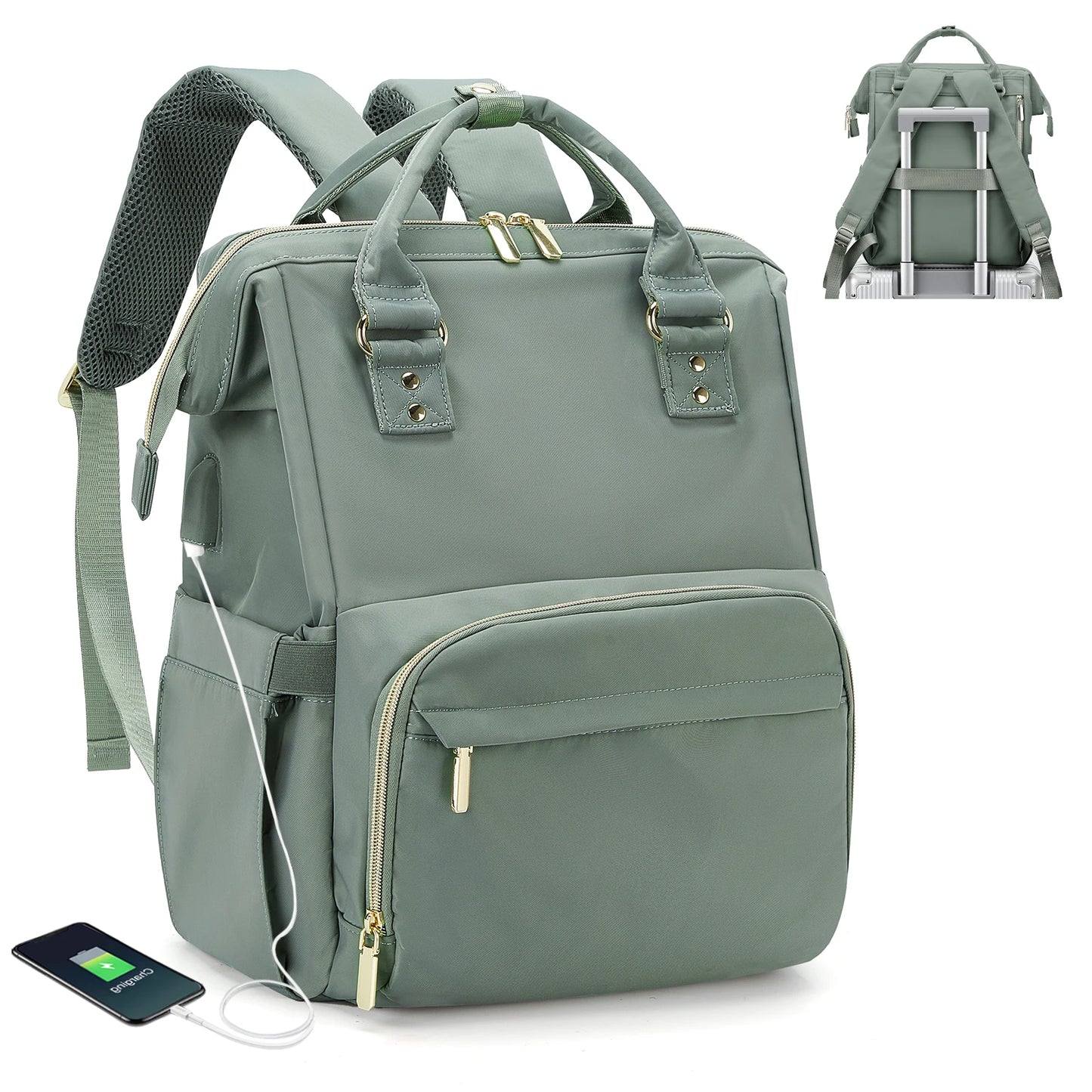Women's Water-Resistant Laptop Backpack with USB Port - Professional Travel & Work Bag