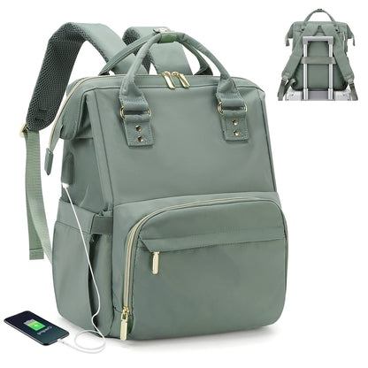 Women's Water-Resistant Laptop Backpack with USB Port - Professional Travel & Work Bag