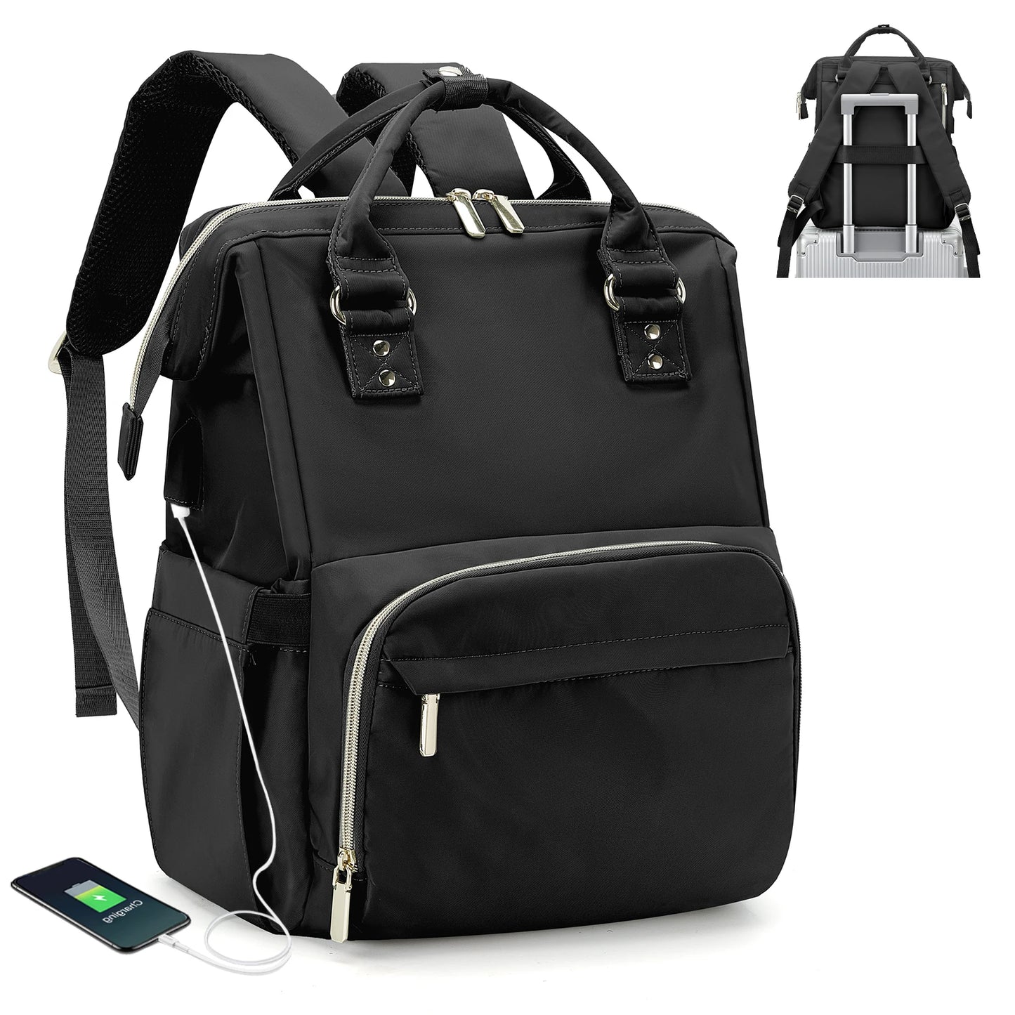 Women's Water-Resistant Laptop Backpack with USB Port - Professional Travel & Work Bag