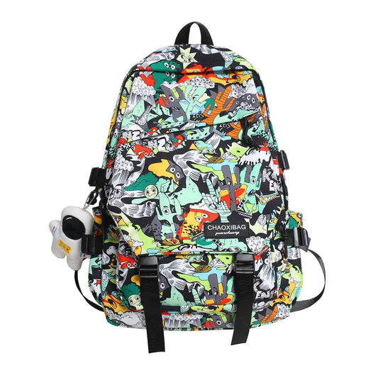 Graffiti Print Nylon Backpack