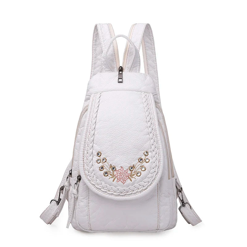 LANYIBAIGE Soft Washed Leather Backpack - Cute Small School Bag for Girls