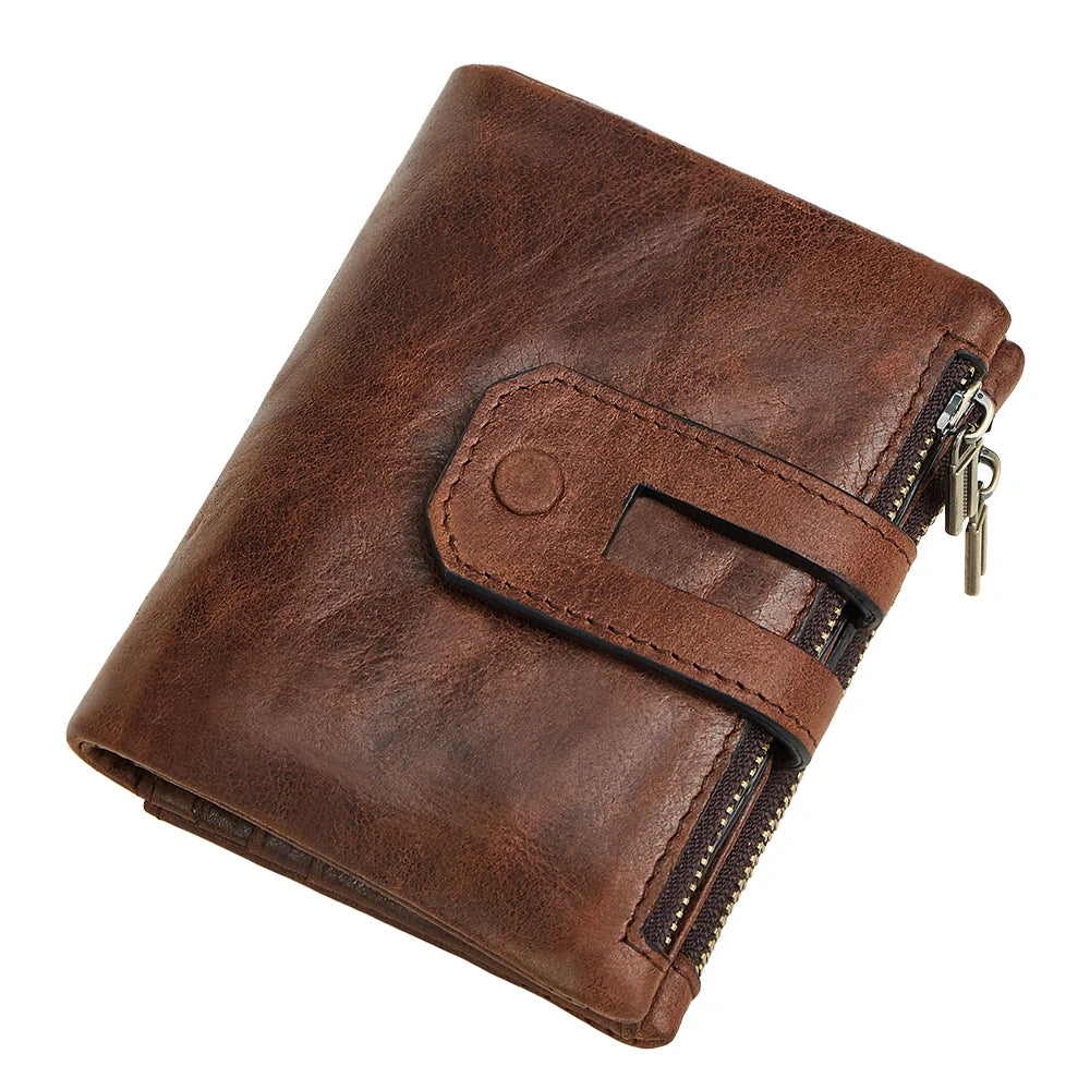 JOGUJOS Crazy Horse Leather Men's RFID Wallet Travel Organizer