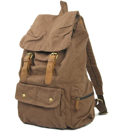 Vintage Leather Canvas Backpack