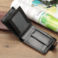 Men's Patchwork Leather Trifold Wallet with Coin Pocket