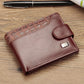 Men's Patchwork Leather Trifold Wallet with Coin Pocket