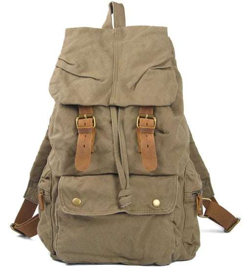 Vintage Leather Canvas Backpack