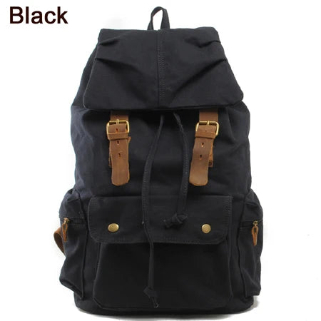 Vintage Leather Canvas Backpack