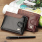 Men's Patchwork Leather Trifold Wallet with Coin Pocket