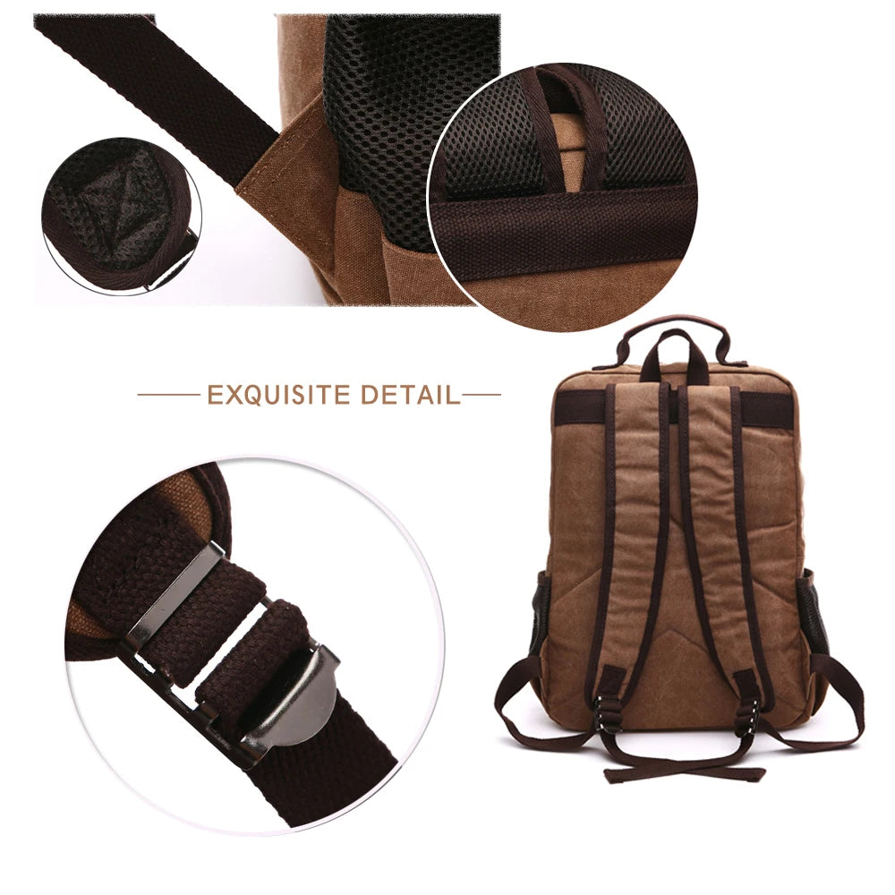 Canvas Laptop Backpack for Students and Travel