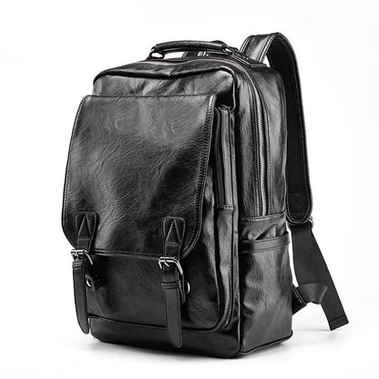 Luxury Waterproof PU Leather Laptop Backpack - School Travel Bag for Men