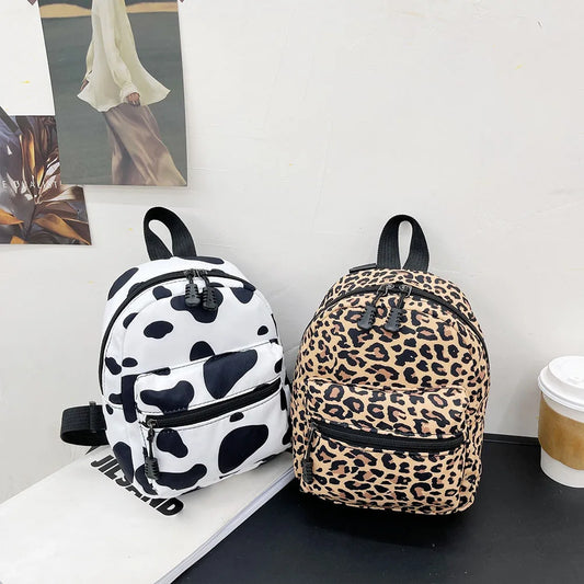 Animal Print Nylon Backpack for Women