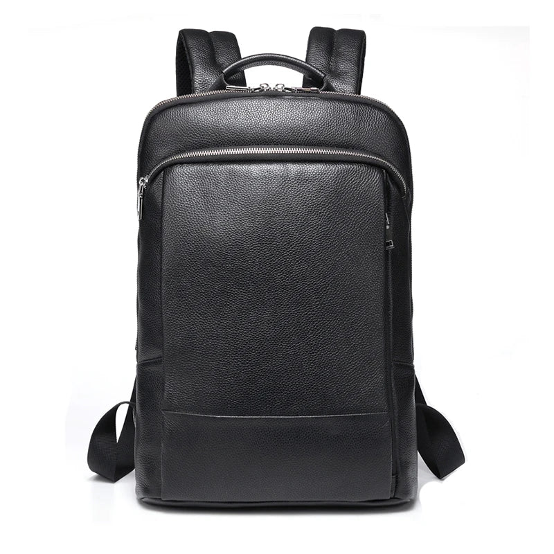 Genuine Leather Business Backpack with USB Charging