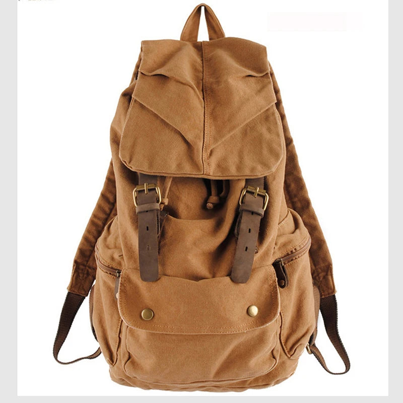 Vintage Leather Canvas Backpack