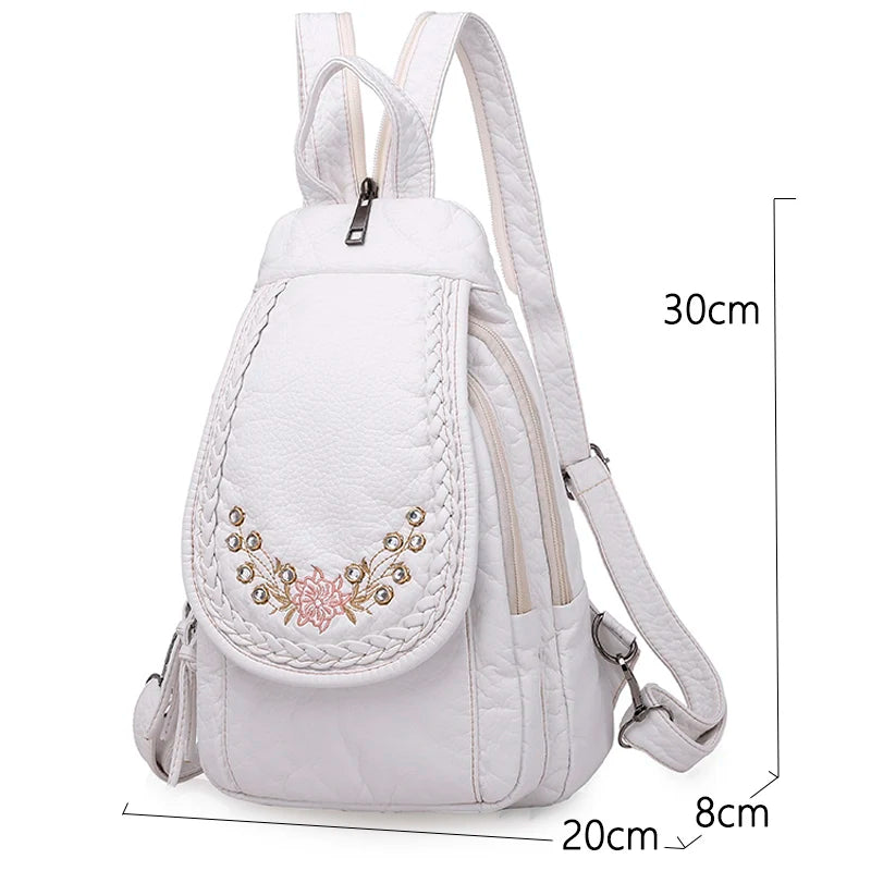 LANYIBAIGE Soft Washed Leather Backpack - Cute Small School Bag for Girls