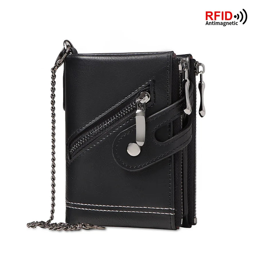 CAIBAO LAI Retro Chain Wallet with RFID Anti-Theft Protection