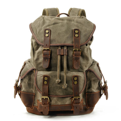 Canvas Leather Travel Backpack