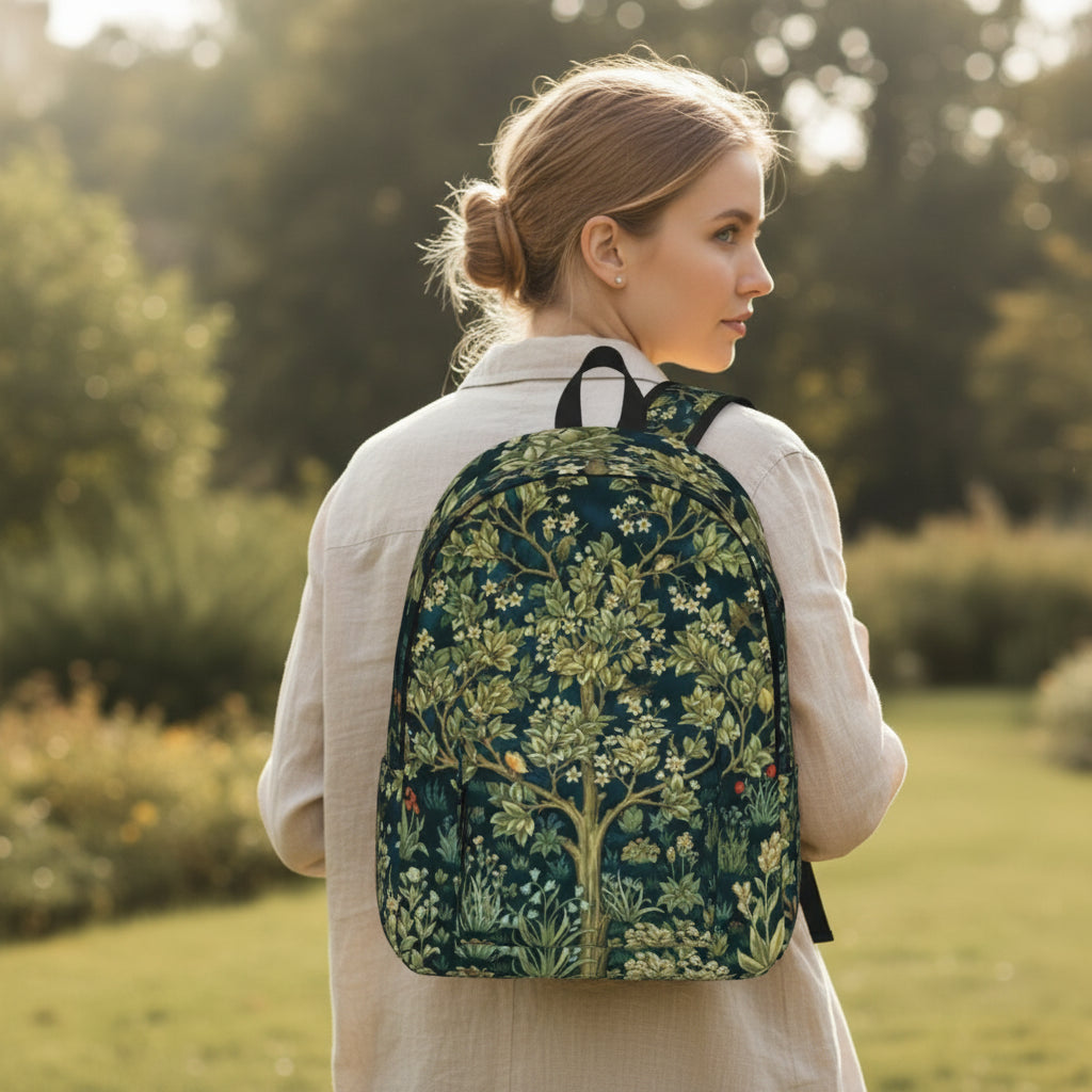 William Morris Tree of Life Canvas Backpack - Floral Art 15 Inch Laptop Bag