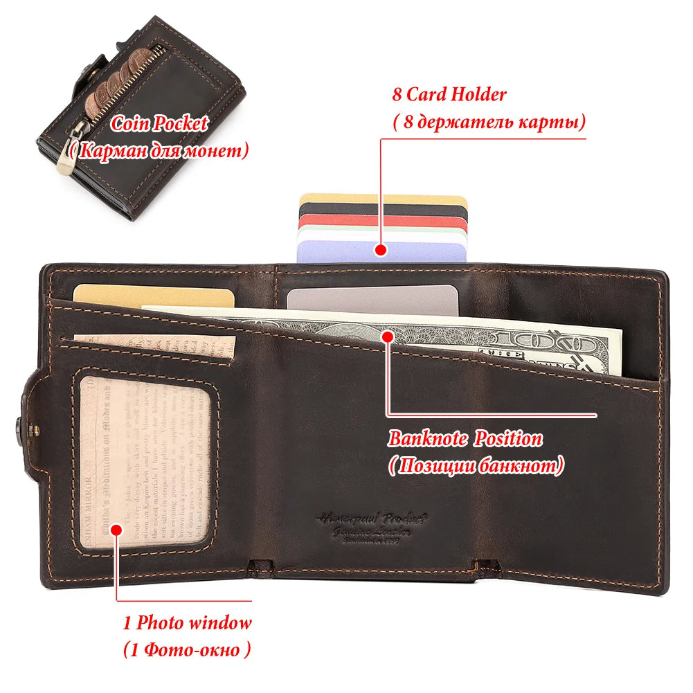 HUMERPAUL Smart Pop-Up RFID Card Wallet with Coin Purse