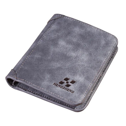 MOONBIFFY Men's Frosted Leather Wallet - Retro Two-Fold Design