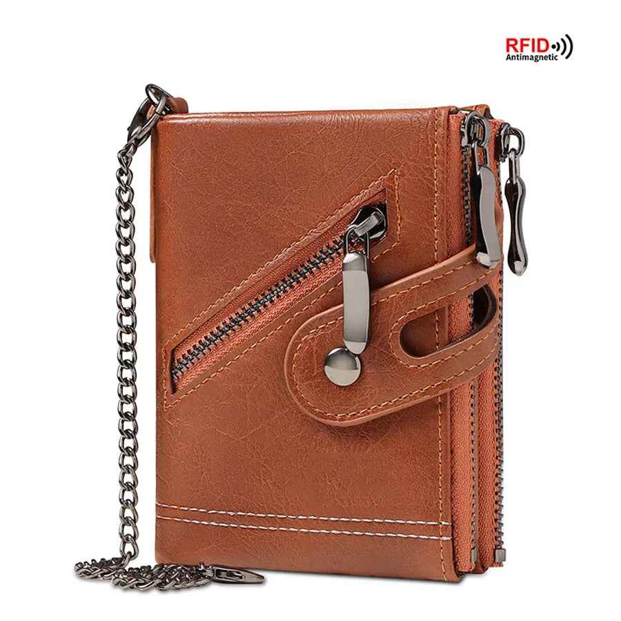 CAIBAO LAI Retro Chain Wallet with RFID Anti-Theft Protection