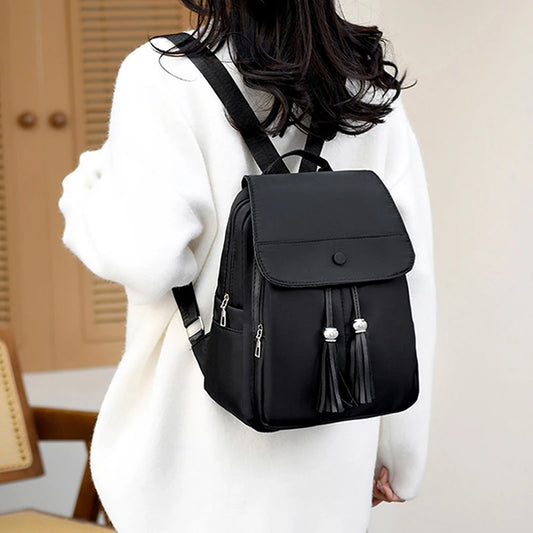 Fashion Mini Backpack - Vintage Solid Color Shoulder Bag for Women