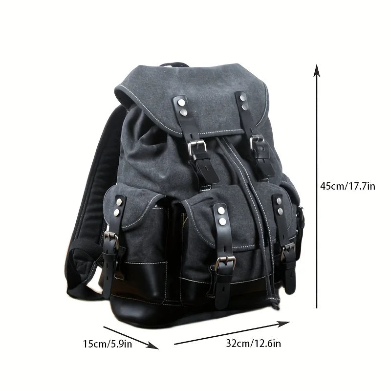 Canvas Leather Travel Backpack