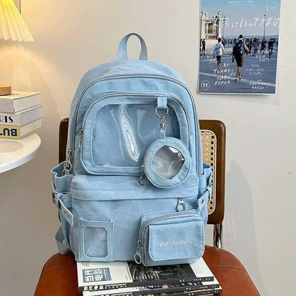 Denim Student Backpack - High Capacity Daily Commute Bag