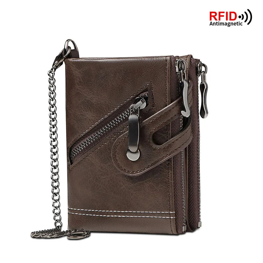 CAIBAO LAI Retro Chain Wallet with RFID Anti-Theft Protection