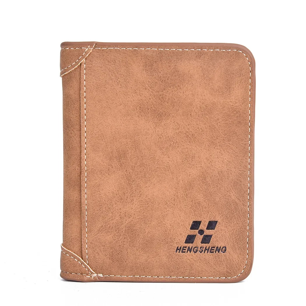 MOONBIFFY Men's Frosted Leather Wallet - Retro Two-Fold Design