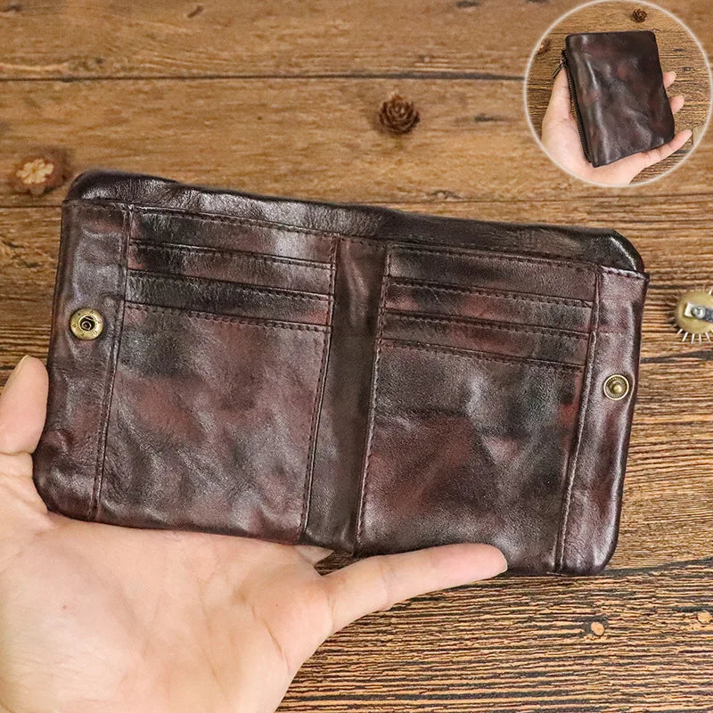 J.M.D Vintage Genuine Leather Wallet with Zipper Coin Pocket