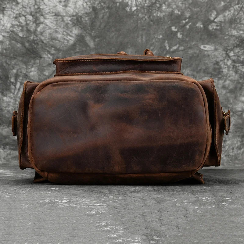 Newsbirds Genuine Leather Backpack - 17 Inch Laptop Travel Daypack