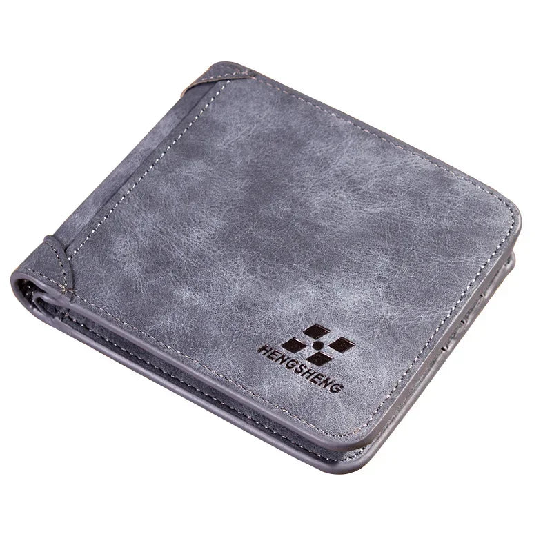 MOONBIFFY Men's Frosted Leather Wallet - Retro Two-Fold Design