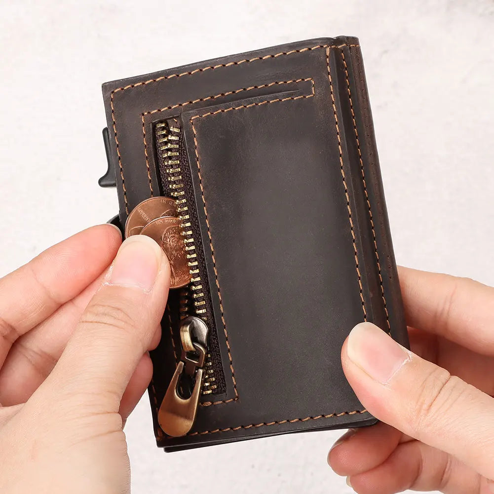HUMERPAUL Smart Pop-Up RFID Card Wallet with Coin Purse