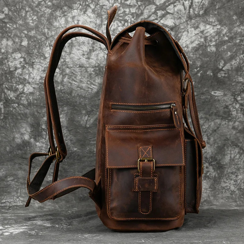 Newsbirds Genuine Leather Backpack - 17 Inch Laptop Travel Daypack
