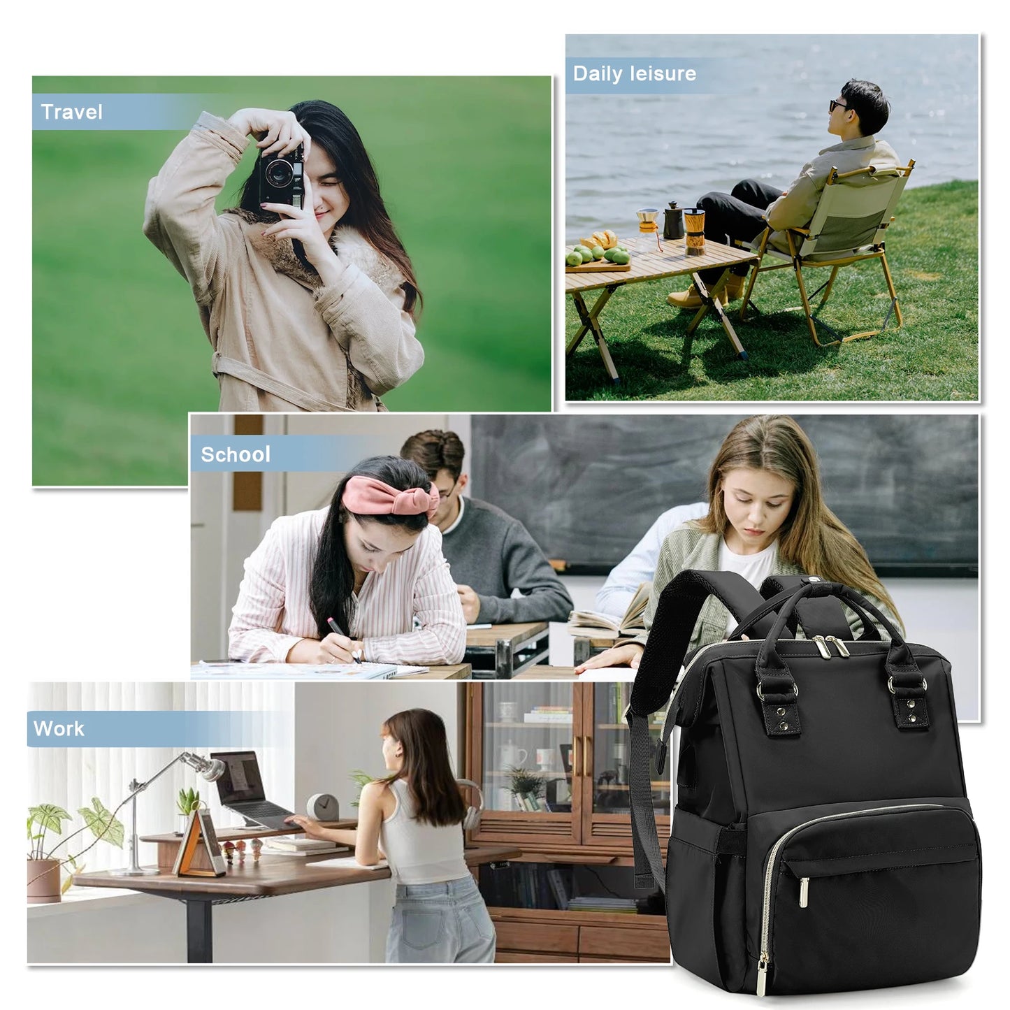 Women's Water-Resistant Laptop Backpack with USB Port - Professional Travel & Work Bag