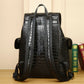 Crocodile Pattern Leather Travel Backpack