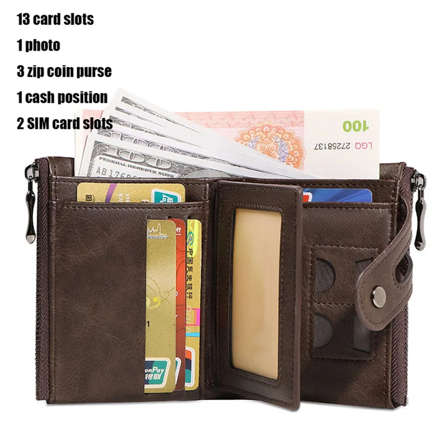 CAIBAO LAI Retro Chain Wallet with RFID Anti-Theft Protection