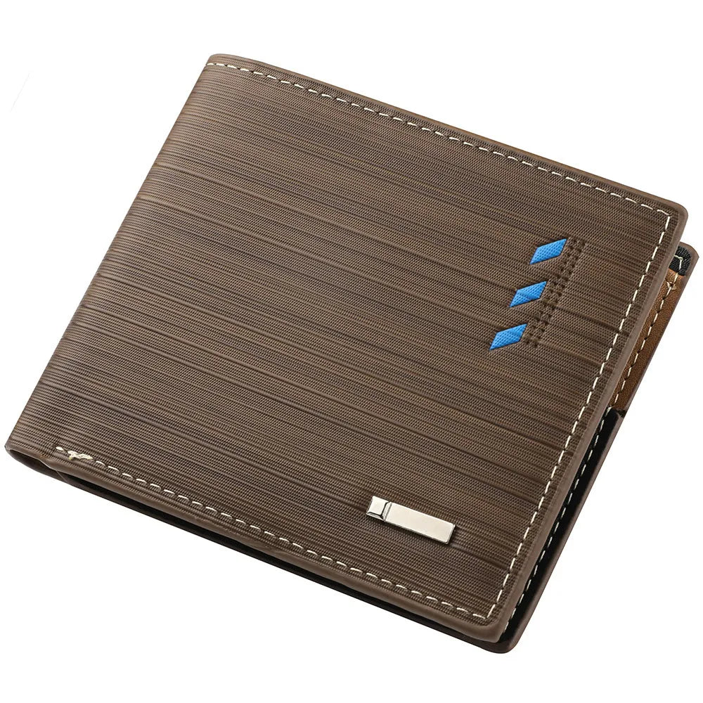 Men's Striped Leather Wallet with Multi-Function Card Holder