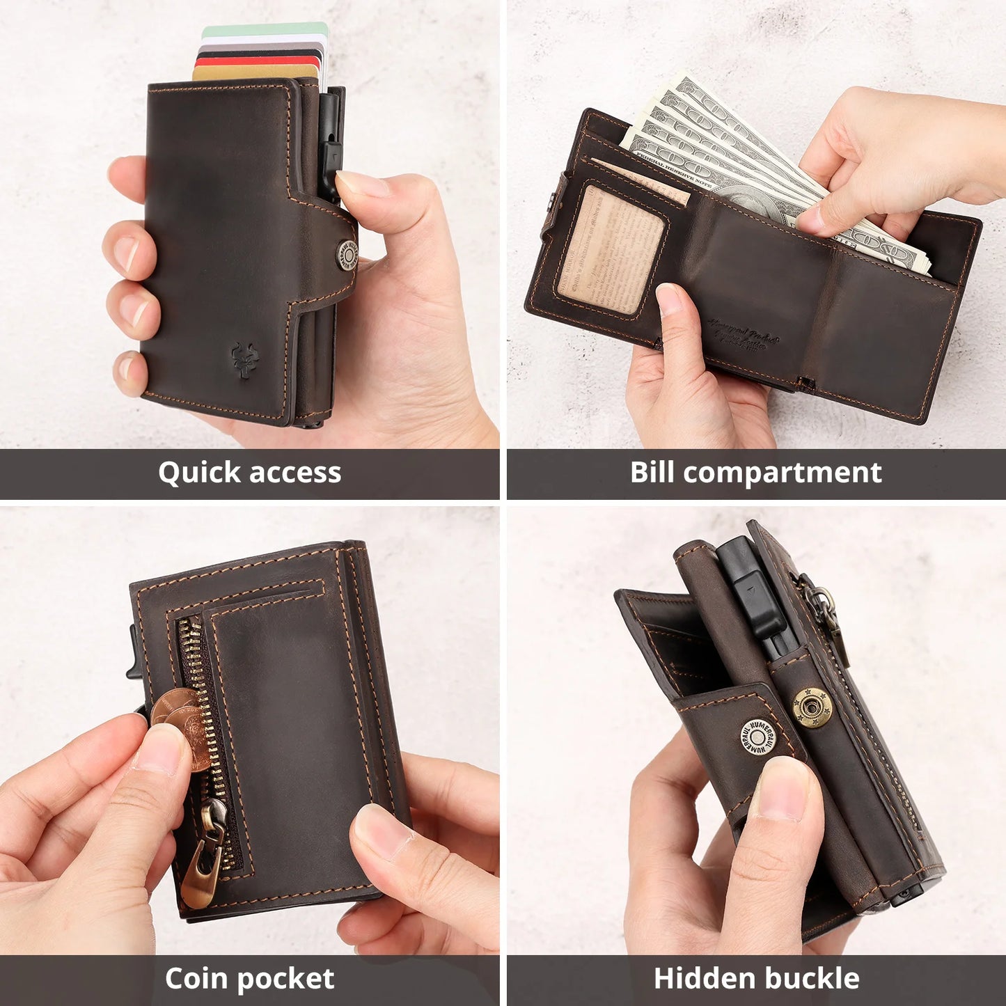 HUMERPAUL Smart Pop-Up RFID Card Wallet with Coin Purse